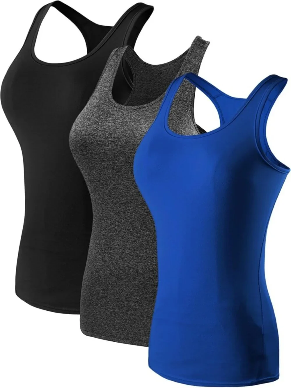 Women's 3 Pack Compression Dry Fit Tank Tops - Activewear, Workout, Fitness Tops